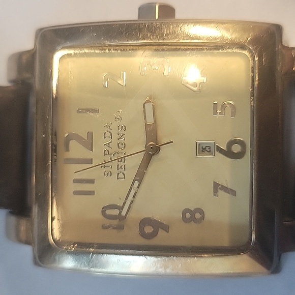 Silpada Designs Men's Square Watch with Brown Leather Band Silver Tone - Picture 2 of 4